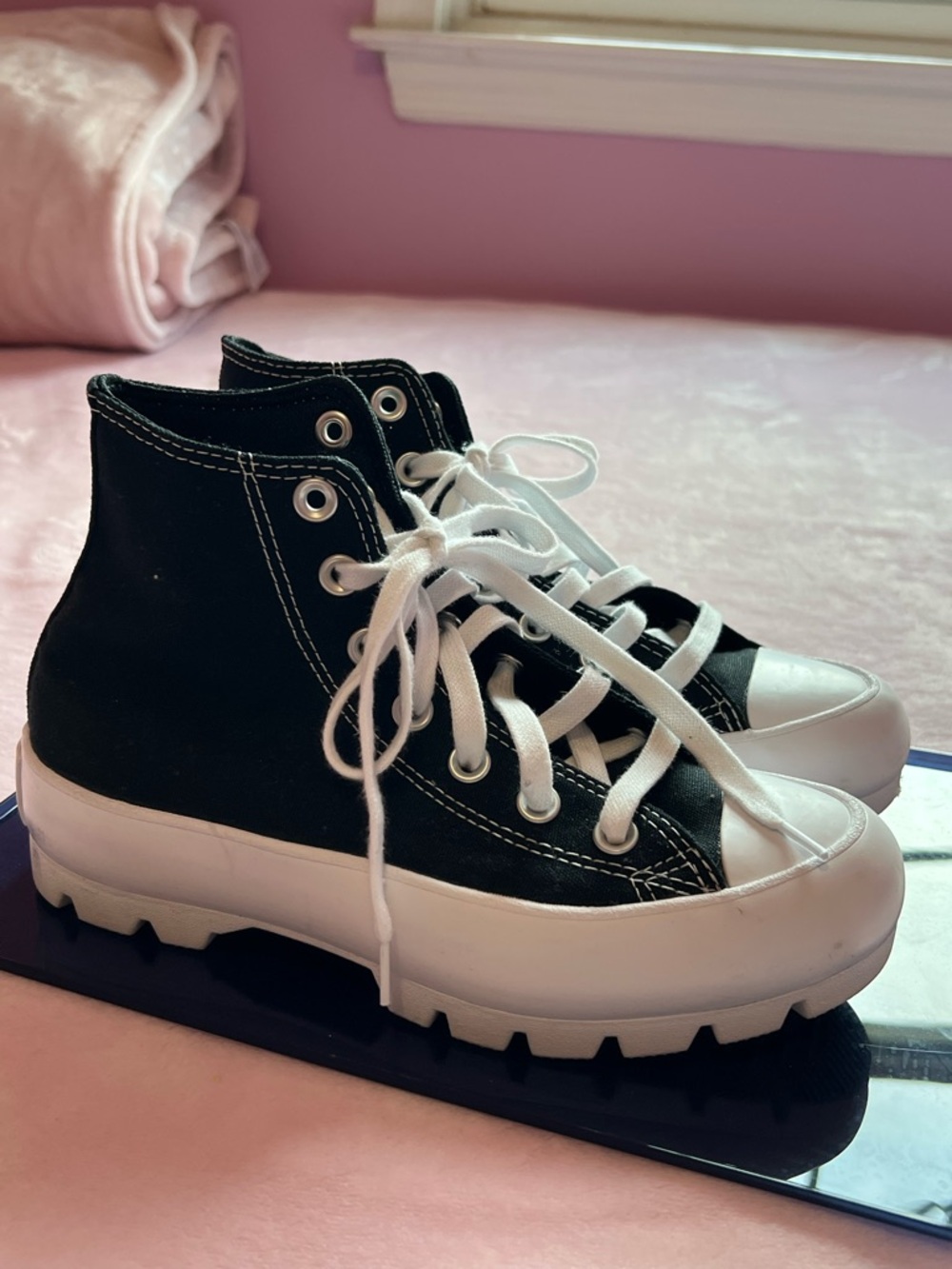 Converse Black and White Platform High-Top Sneakers